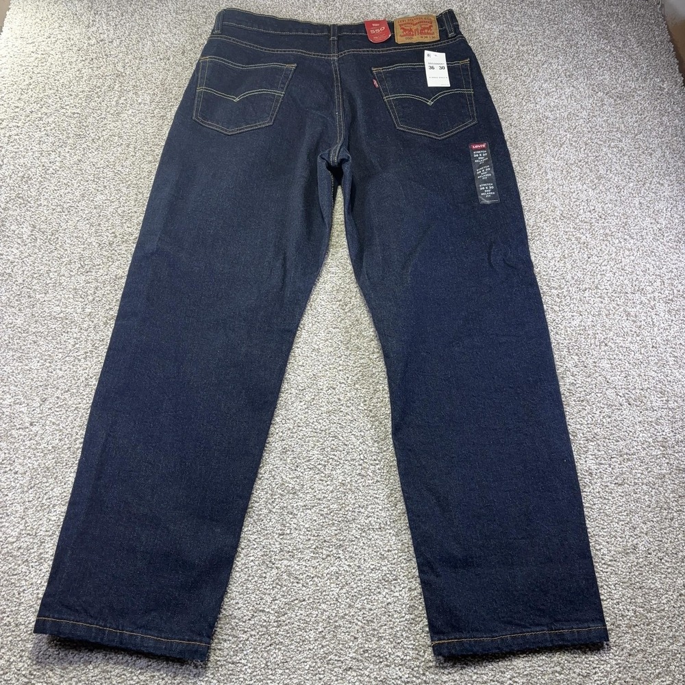 NWT Levis 550 Jeans Mens 36x30 Blue Dark Wash Relaxed Tapered Stretch Denim